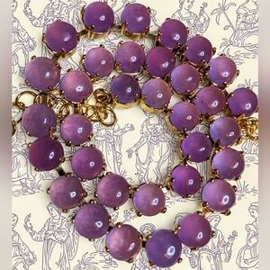 Natural Lavender Purple Jade Necklace in 14K Gold Plated